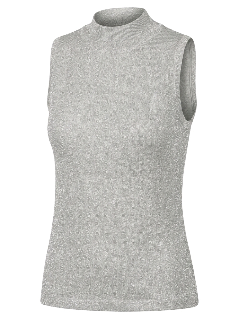 Melrose Metallic Mock Neck Sleeveless Tank - Silver
